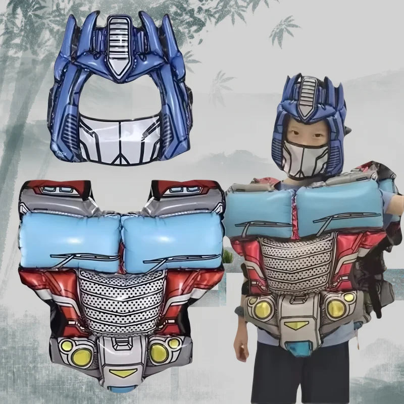 Aufblasbares Transformers-Kostüm für Kinder – Rüstung mit Maske und Schwert