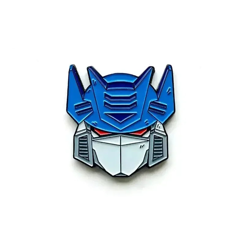 Blauer Transformers-Autobot-Anstecker – Kopf- und Helm-Brosche für den Rucksack