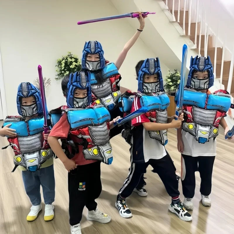 Aufblasbares Transformers-Kostüm für Kinder – Rüstung mit Maske und Schwert