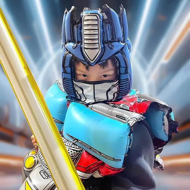 Aufblasbares Transformers-Kostüm für Kinder – Rüstung mit Maske und Schwert