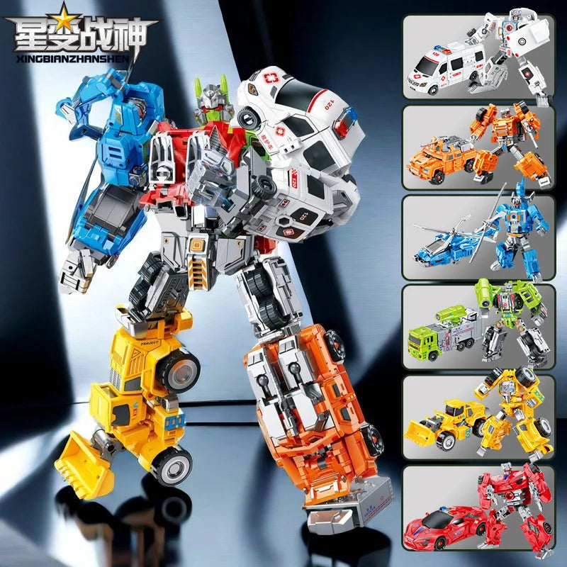 Transformers-Figur Dinoking mit bunter Truppe — Orange-blauer Kombinierer ohne Verpackung