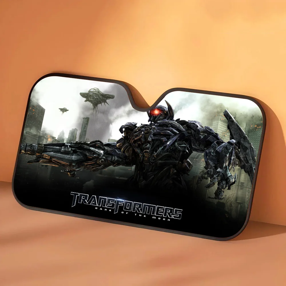 Transformers-Sonnenblende Kampflogo und Silhouetten – Sonnenschutz fürs Auto, graue Edition