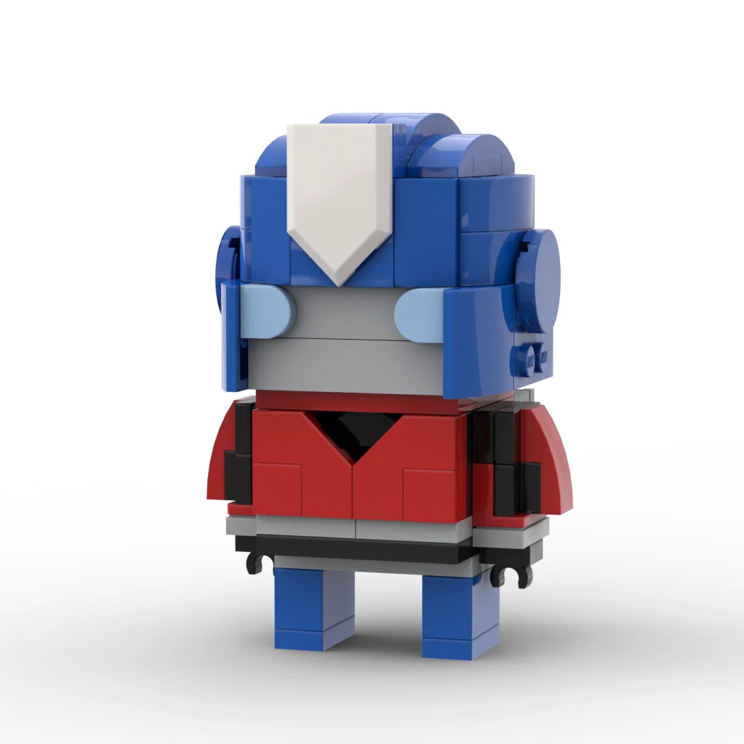 Transformers-Figur Orion Pax One-Chibi-Edition – marineblauer Brick-Roboter mit langem Speer