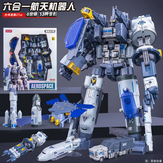 Transformers-Luft- und Raumfahrt-Set — Kombinierbarer Sechs-in-eins-Roboter mit dreizehn Teilen