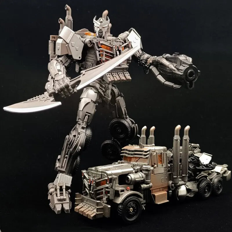 Transformers-Figur Scourge mit Schwert im Mondlicht TW1031 — Verchromter Kampfmodus als Sattelzug