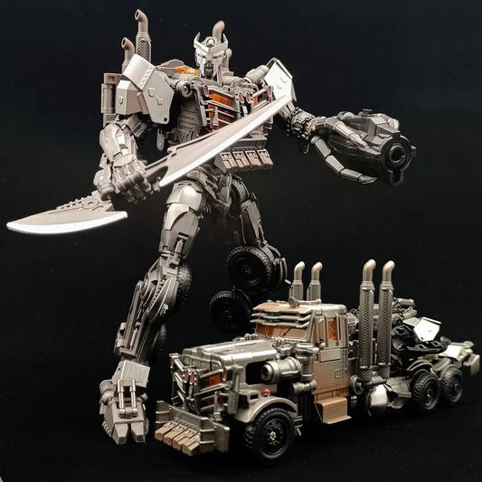Transformers-Figur Scourge mit Schwert im Mondlicht TW1031 — Verchromter Kampfmodus als Sattelzug