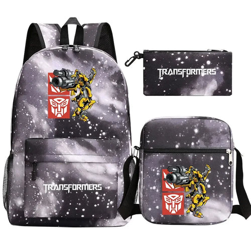 Ensemble sac à dos, trousse et sac bandoulière noir galaxie avec Bumblebee jaune – Transformers.