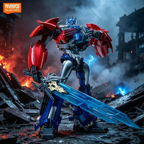 Transformers-Figur Optimus Prime TFP Blokees — Blaues Prime-Montagemodell