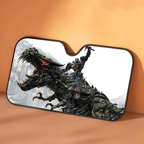 Transformers Sonnenblende mit weißem Dinosaurier Grimlock – Sonnenschutz fürs Auto mit stillem Brüllen