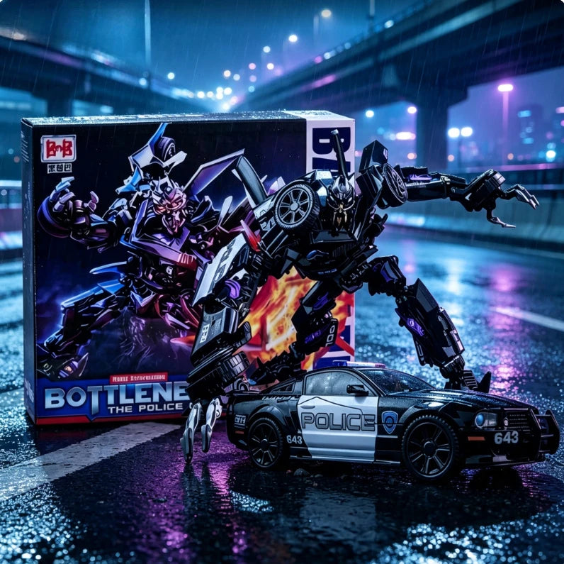 Transformers-Barricade-Figur LS02 — Schwarzes Polizeiauto im Kampfmodus