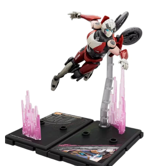 Transformers-Figur Arcee Aerobatic Flight — Rosa-grauer Roboter mit leuchtendem Sockel