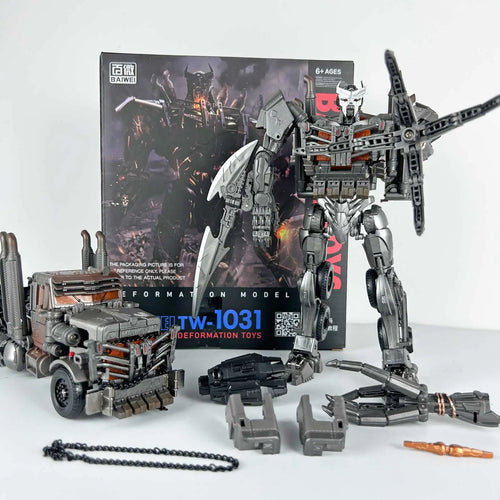 Transformers-Figur Scourge im Bestienmodus TW1031 — Verchromter Vierbeiner mit vollständigem Zubehör