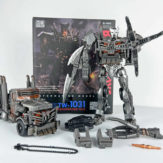 Transformers-Figur Scourge im Bestienmodus TW1031 — Verchromter Vierbeiner mit vollständigem Zubehör