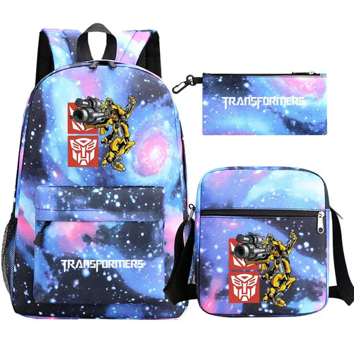 Ensemble sac à dos, sac bandoulière et trousse galactique Bumblebee jaune, logo Autobots – Transformers.
