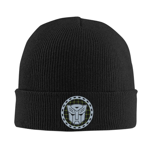 Bonnet noir avec logo Autobots argenté sur le revers, motif circulaire, style geek – Transformers.