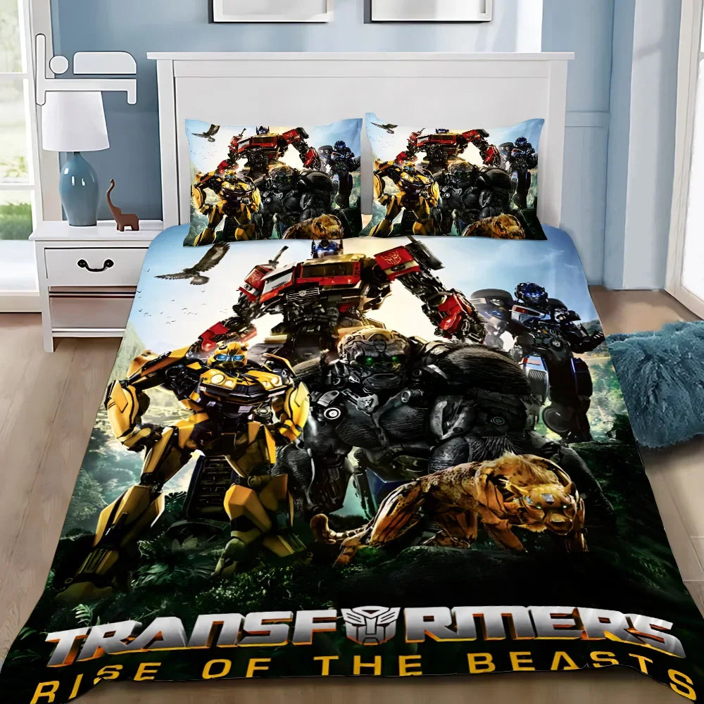 Parure de lit Transformers Rise of the Beasts avec robots colorés en posture dynamique – Transformers.
