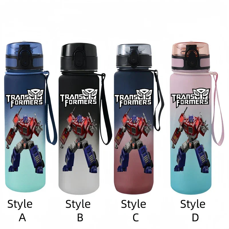 Gourdes colorées avec Optimus Prime, logo Transformers, posture dynamique, fond dégradé – Transformers.