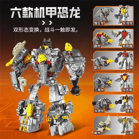 Transformers-Figur Dinoking mit sechs Dinosauriern — Grauer Kombinierer ohne Verpackung