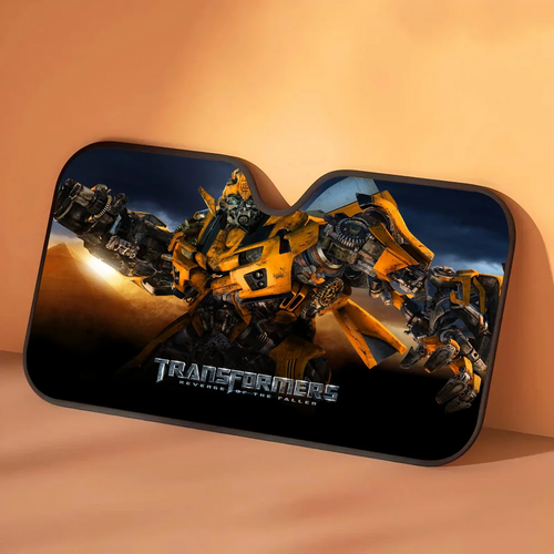 Transformers Sonnenblende mit Bumblebee im Nachtduell – Sonnenschutz fürs Auto mit Kampf bei Dämmerung