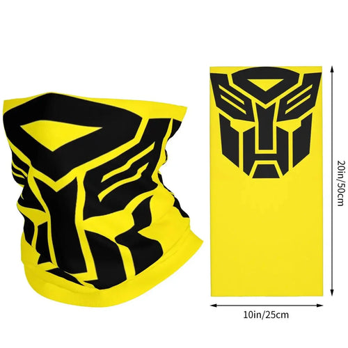 Tour de cou jaune à motif logo Autobot noir, tissu extensible, taille 50x25cm – Transformers.