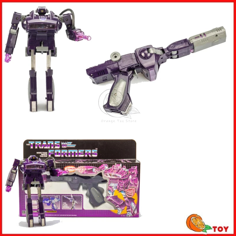 Transformers-Shockwave-Figur G1 84–86 — Neuauflage mit integriertem Gewehr und vollständiger Verpackung