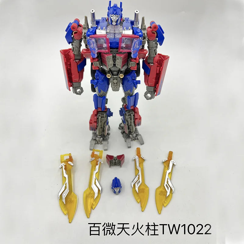 Transformers-Figur Optimus Prime mit türkisfarbenen Flammen – beweglicher TW1022-Truck