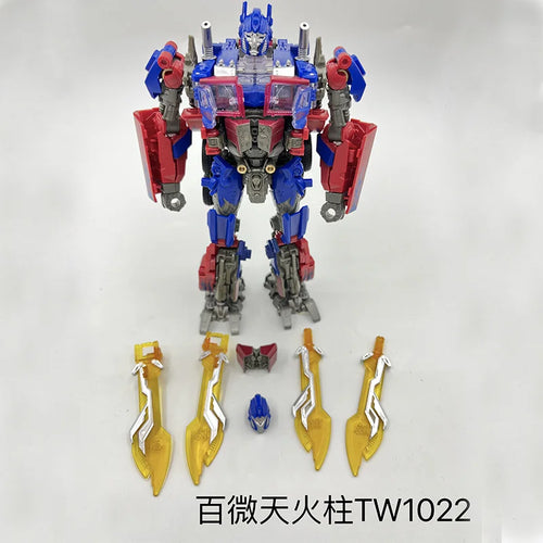 Transformers-Figur Optimus Prime mit türkisfarbenen Flammen – beweglicher TW1022-Truck