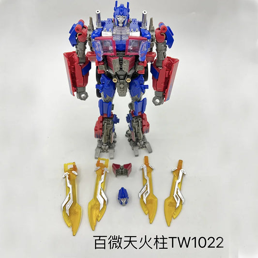 Transformers-Figur Optimus Prime mit türkisfarbenen Flammen – beweglicher TW1022-Truck
