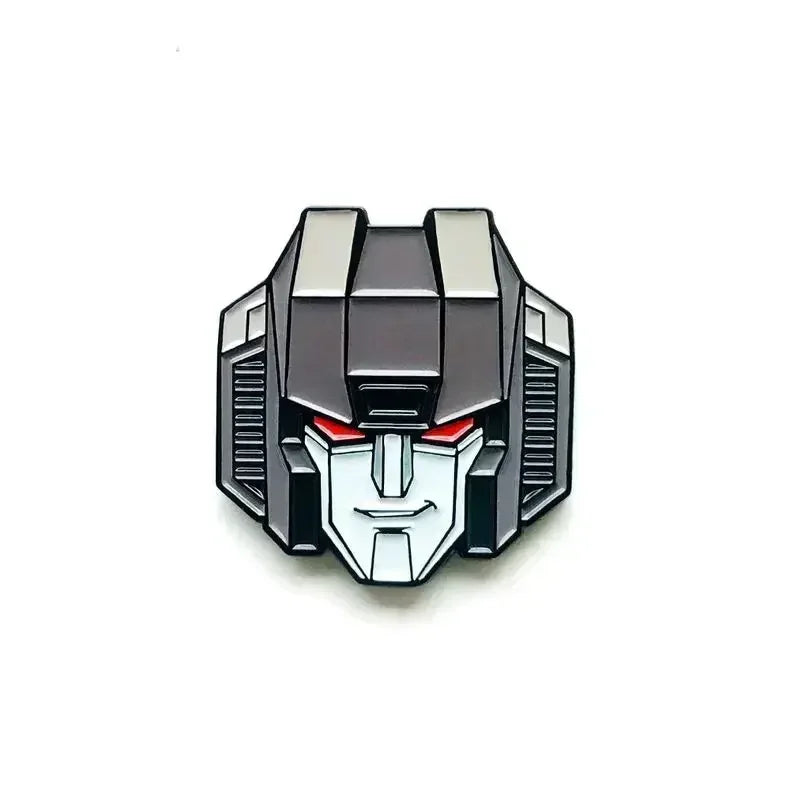 Silberner Transformers-Decepticon-Anstecker – detaillierte Kopf-Brosche für den Rucksack