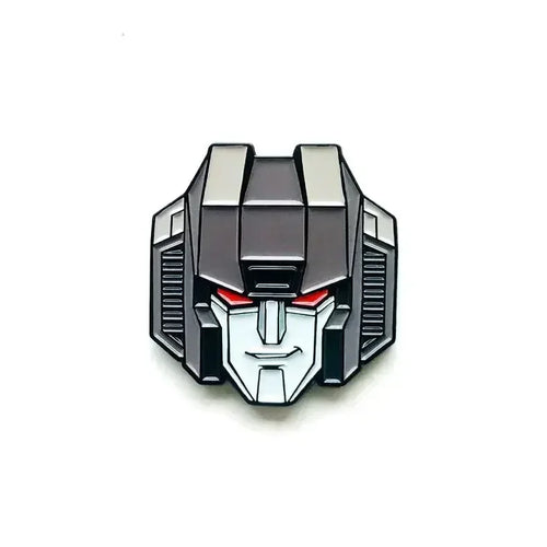 Silberner Transformers-Decepticon-Anstecker – detaillierte Kopf-Brosche für den Rucksack