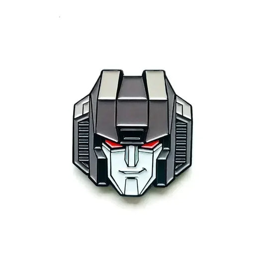 Silberner Transformers-Decepticon-Anstecker – detaillierte Kopf-Brosche für den Rucksack