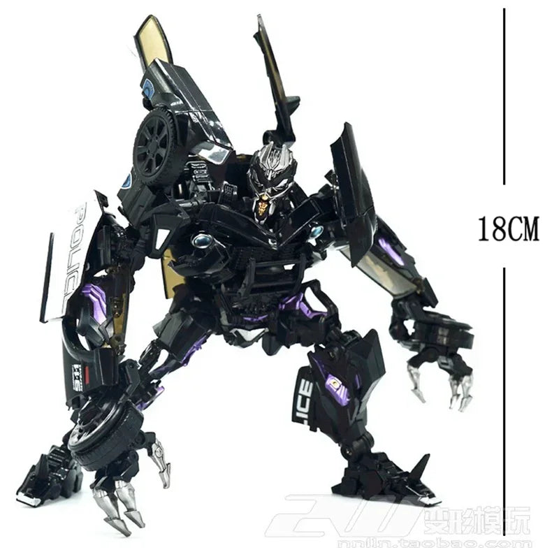 Transformers-Barricade-Figur LS02 — Schwarzes Polizeiauto im Kampfmodus