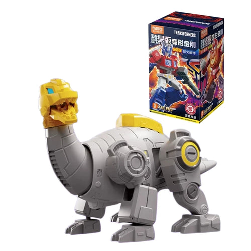 Transformers-Figur Sludge – grauer Dinosauriermodus, vollständiges Blokees-Set