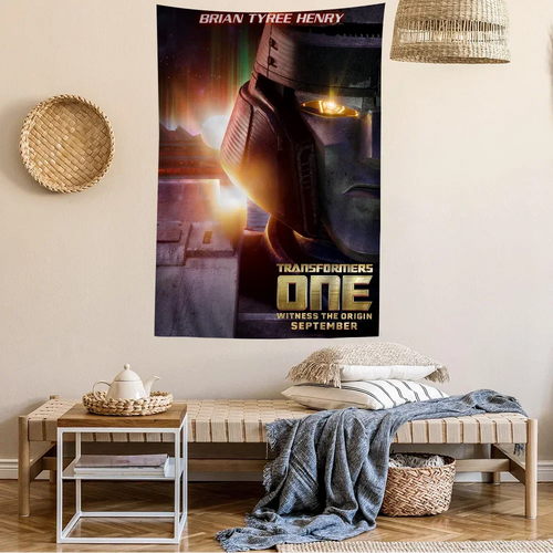 Affiche murale Transformers One montrant un robot métallique de profil sur fond lumineux – Transformers.