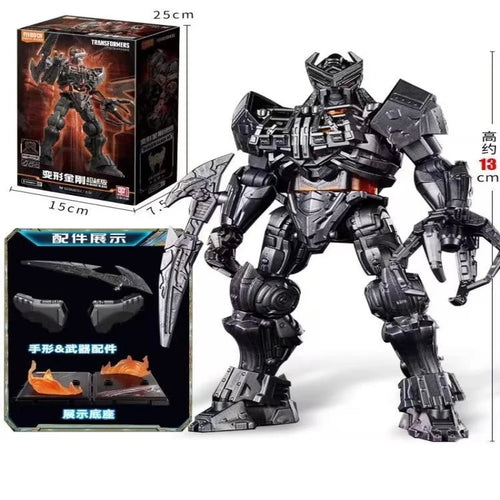 Transformers-Figur Scourge mit kolossaler Klinge – Graue Version, Technikdatenblatt-Set