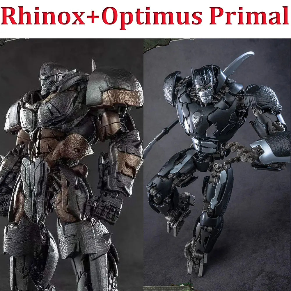 Transformers-Figuren-Duo Rhinox & Optimus Primal – Premium-Statue im verwitterten Beast-Wars-Stil