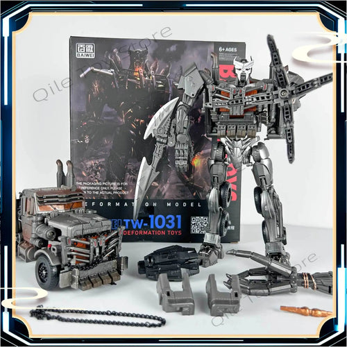 Transformers-Figur Scourge Studio Series 18 cm — Zubehör-Set in Weiß und Grau