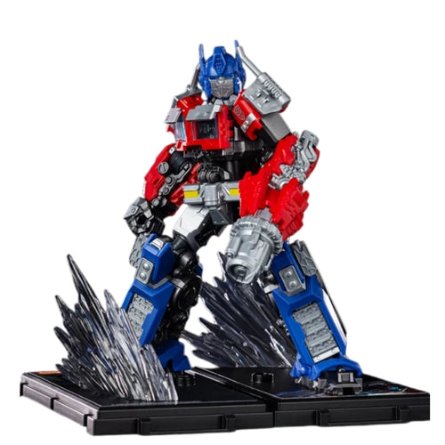 Klassische Transformers Optimus Prime Figur – Roter und blauer Brick-Bausatz mit Schwert im Licht