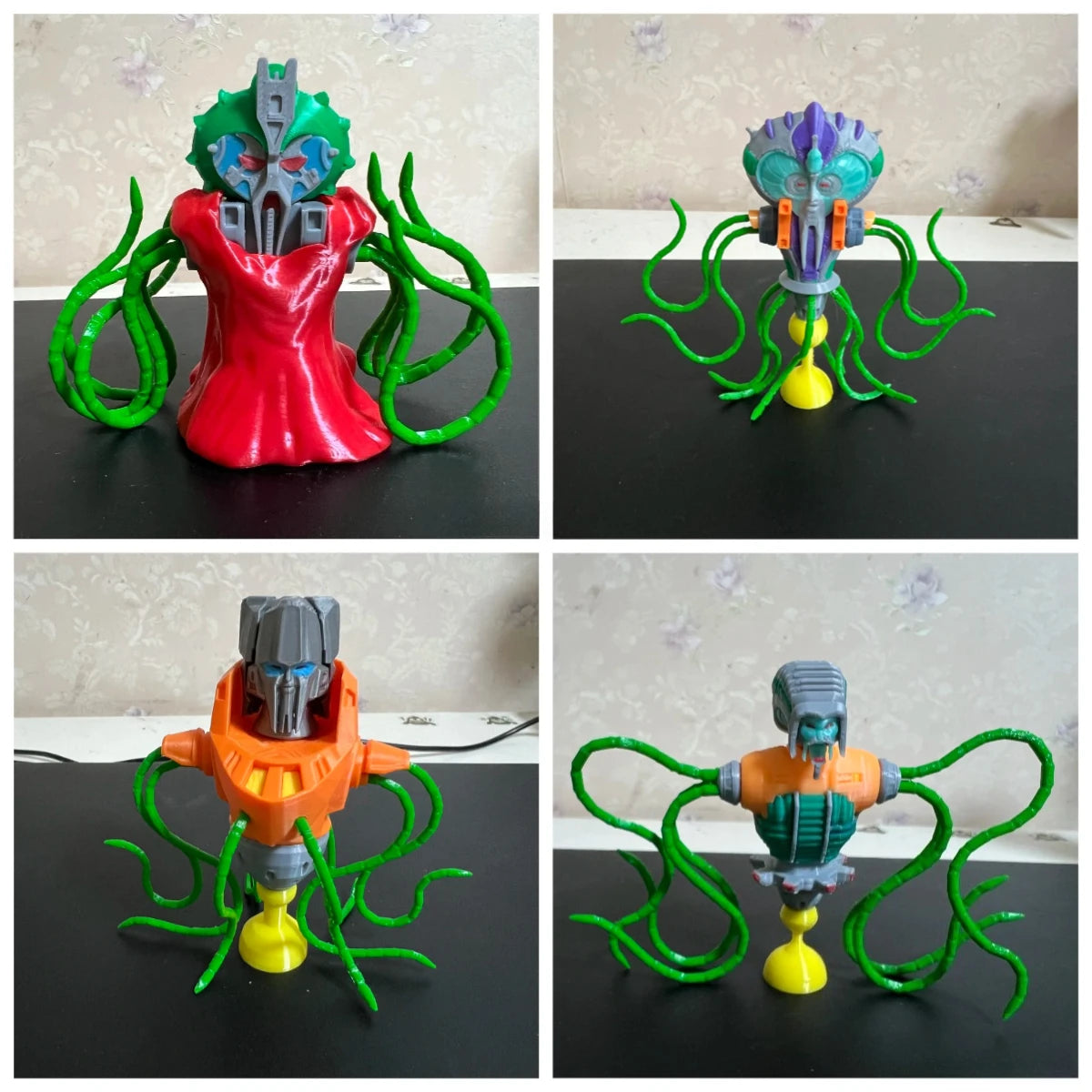 Transformers-Büste, orangefarbenes Tentakelmonster – Sammlerkreatur mit fünf Gesichtern