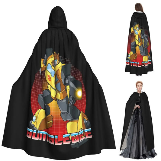 Transformers-Cape Bumblebee — Langes Cosplay-Halloween-Cape mit Kapuze