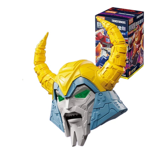 Transformers-Büste gelb-blauer gehörnt­er Roboter – verchromte Blokees-Sammlerfigur
