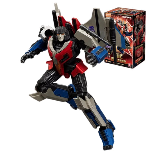 Transformers-Figur Starscream Origin ONE Blitzwing – grauer und roter Brick, junger Flieger
