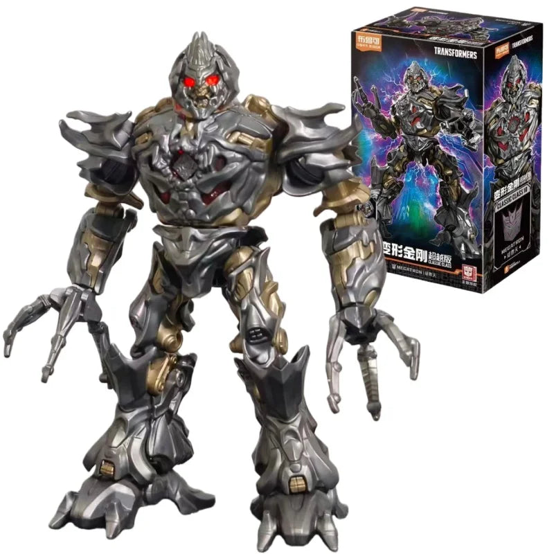 Transformers Megatron Figur mit rotem Blick – Silberner Brick-Bausatz, TF-Fenster-Edition