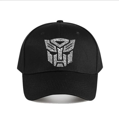 Casquette noire avec logo Autobots blanc formé de noms de personnages emblématiques – Transformers.